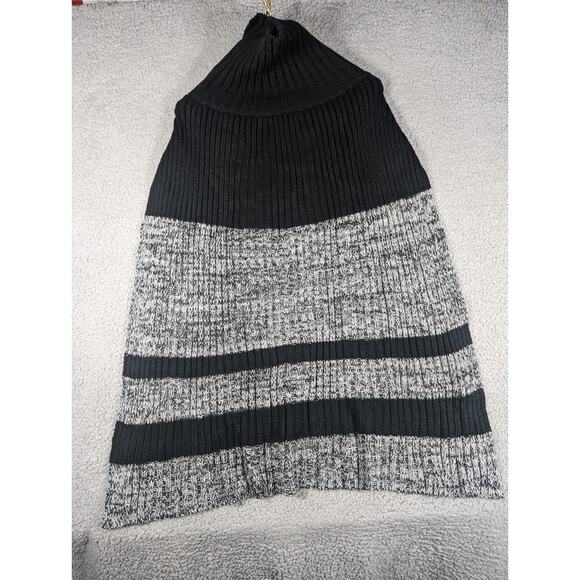 BCBGMaxAzria Poncho Womens One Size Black Grey Striped Sweater Poncho - NO TAG - Picture 3 of 6